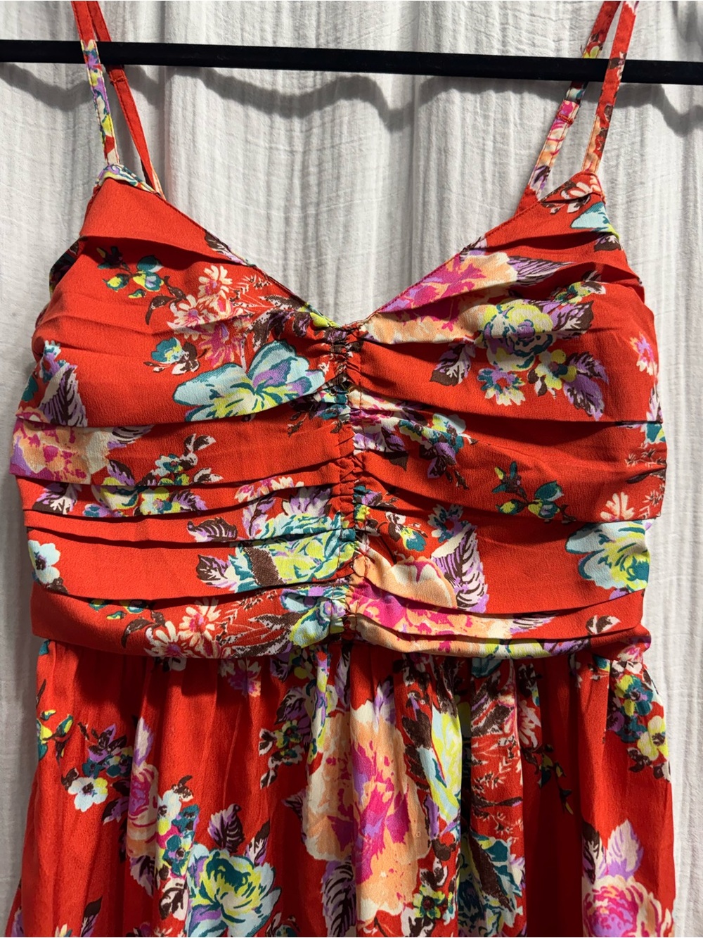 Roxy Red Floral Ruched Sundress - Picture 2 of 6